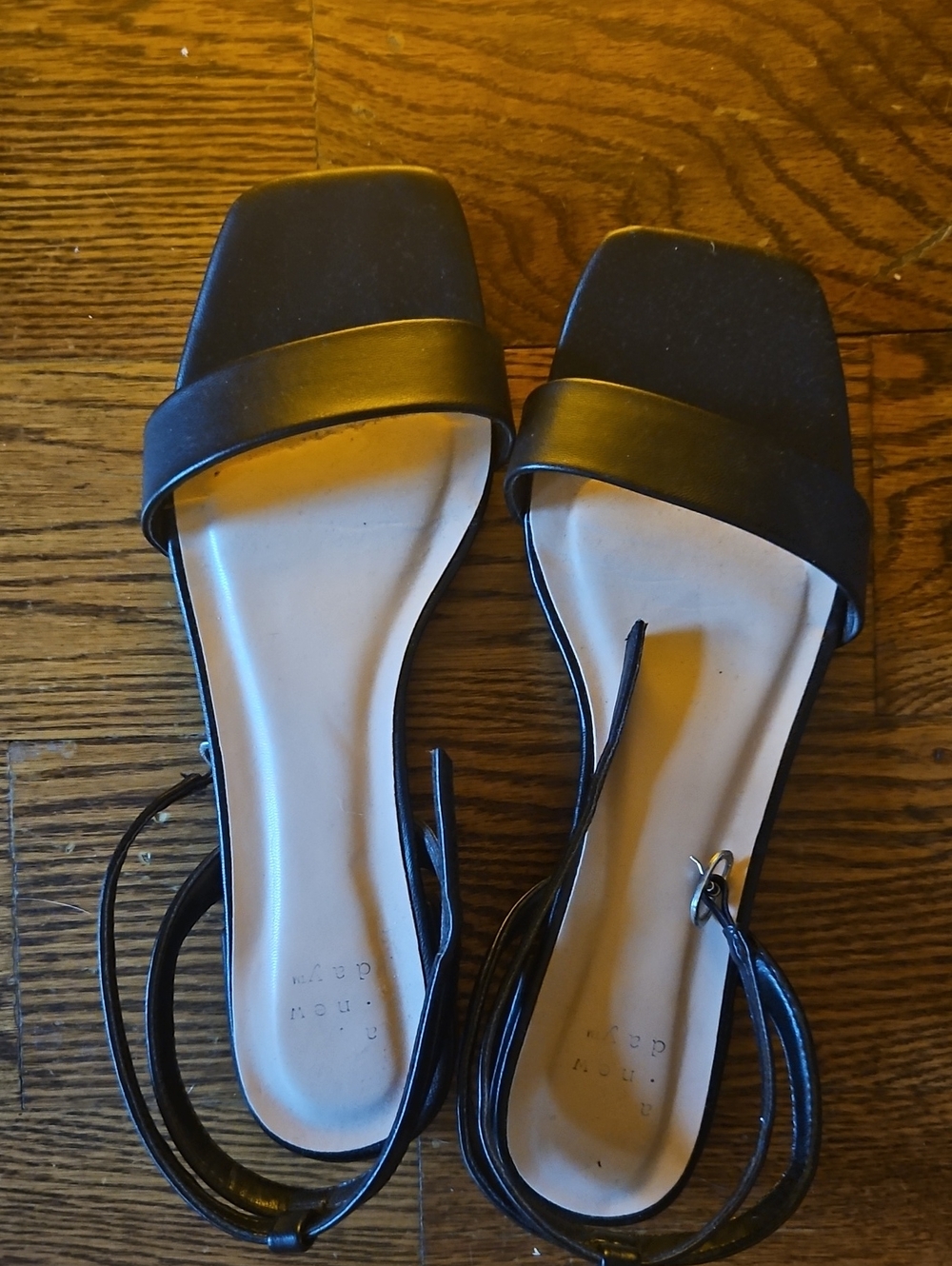 a new day Black Square-Toe Ankle-Strap Sandals